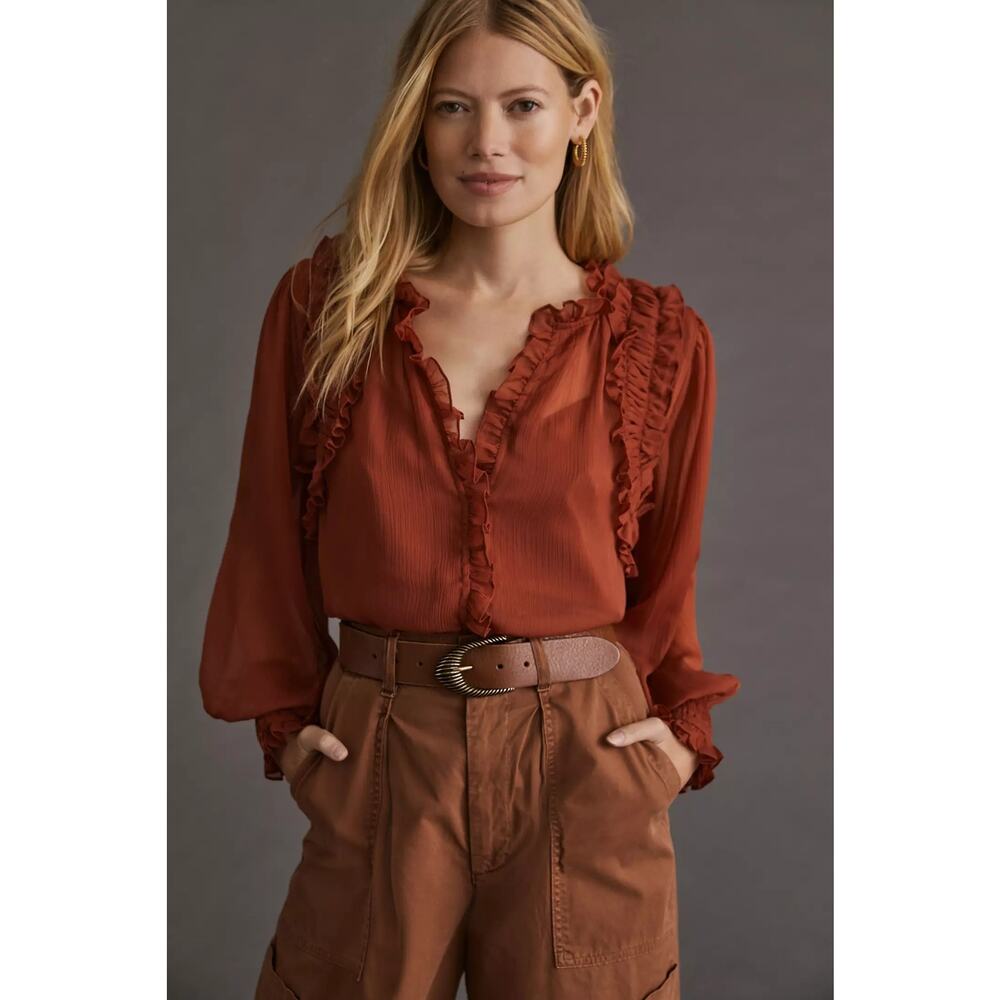 Anthropologie Harvest Ruffled Blouse
